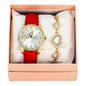 Ladies Leather Watch and Heart Bracelet Set - LWBR-902