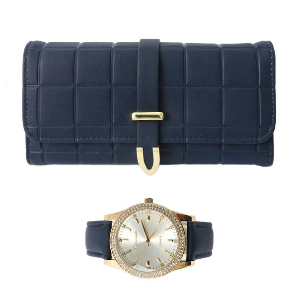 Ladies Matching Leather Watch and Wallet Set - 7697-WWS