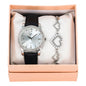 Ladies Leather Watch and Heart Bracelet Set - LWBR-902