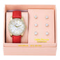 Ladies Leather Watch and Square 3on Studs Set - LW3ER-102