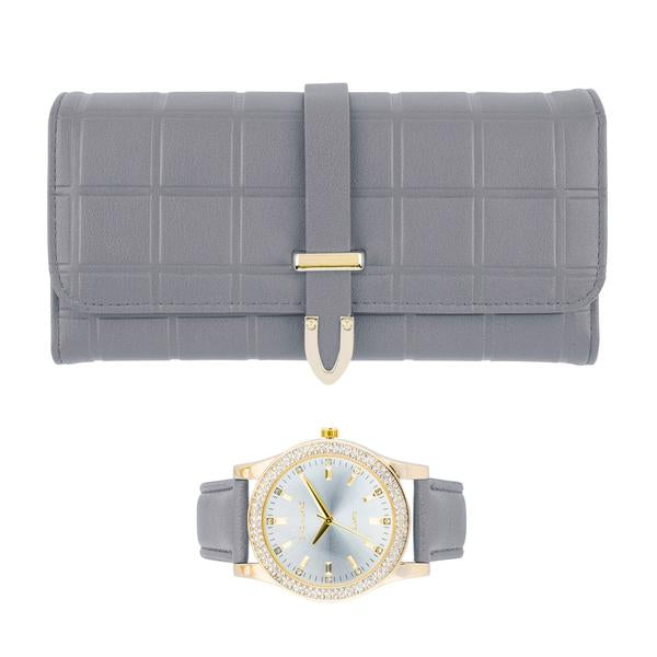 Ladies Matching Leather Watch and Wallet Set - 7697-WWS