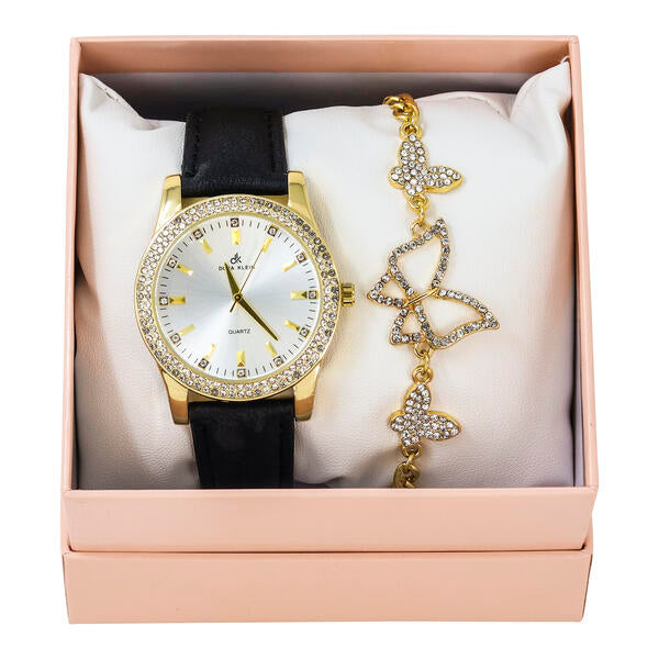 Ladies Leather Watch and Butterfly Bracelet Set - LWBR-901