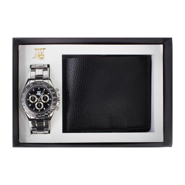 Men's Classic Metal Band Watch and Wallet Gift Set - WWS-8938A