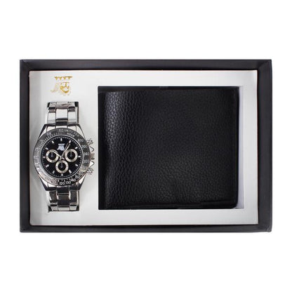 Men's Classic Metal Band Watch and Wallet Gift Set - WWS-8938A