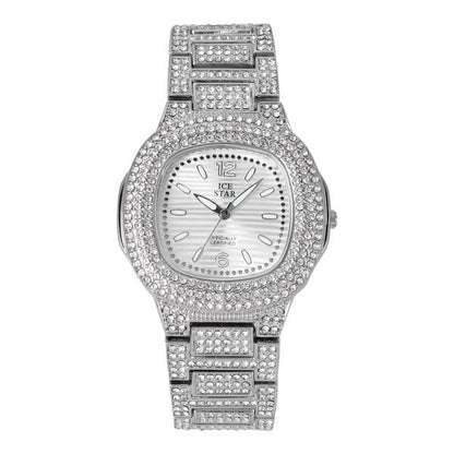 Ladies Iced-Out 40mm Metal Band Watch - 8815-MB