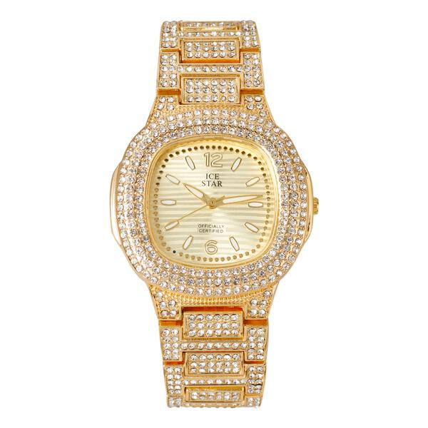 Ladies Iced-Out 40mm Metal Band Watch - 8815-MB