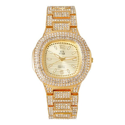 Ladies Iced-Out 40mm Metal Band Watch - 8815-MB