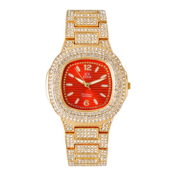 Ladies Iced-Out 40mm Metal Band Watch - 8815-MB