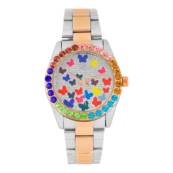 Ladies Iced-Out Metal Band Watch - 9611A-MB*