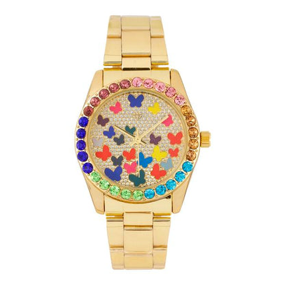 Ladies Iced-Out Metal Band Watch - 9611A-MB*