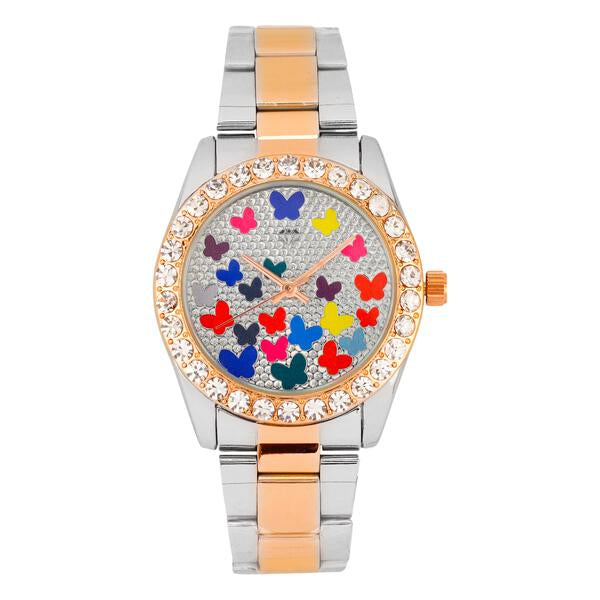 Ladies Iced-Out Metal Band Watch - 9611B-MB*