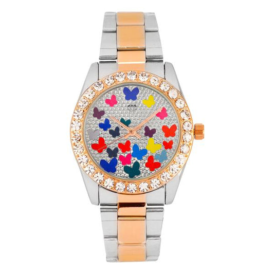 Ladies Iced-Out Metal Band Watch - 9611B-MB*