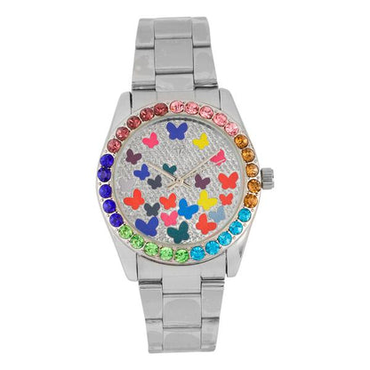 Ladies Iced-Out Metal Band Watch - 9611A-MB*