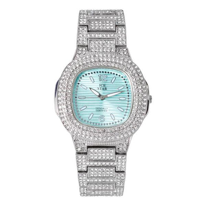 Ladies Iced-Out 40mm Metal Band Watch - 8815-MB