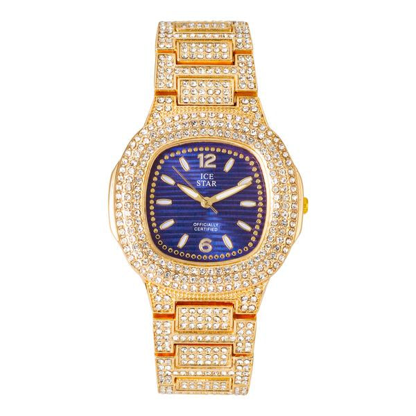 Ladies Iced-Out 40mm Metal Band Watch - 8815-MB