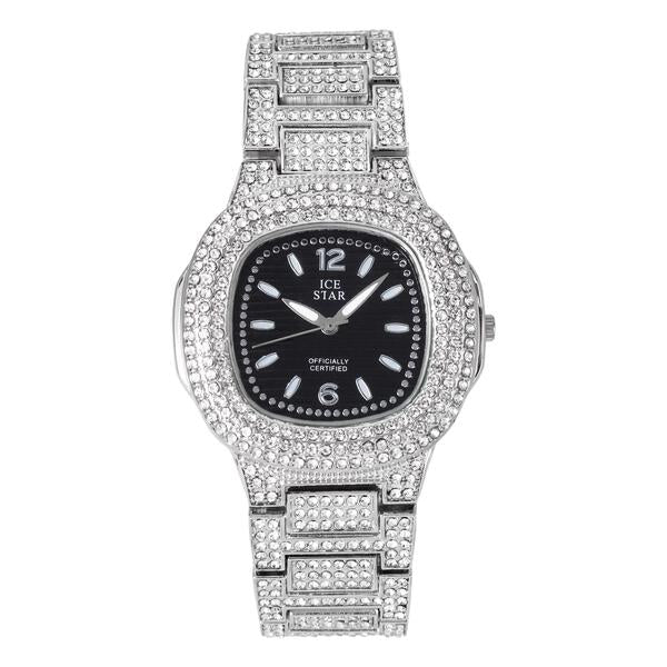 Ladies Iced-Out 40mm Metal Band Watch - 8815-MB