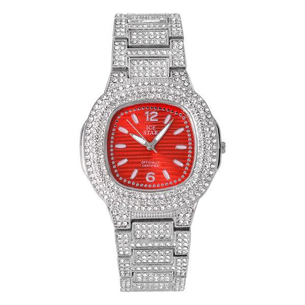 Ladies Iced-Out 40mm Metal Band Watch - 8815-MB