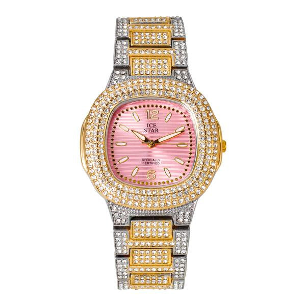 Ladies Iced-Out 40mm Metal Band Watch - 8815-MB