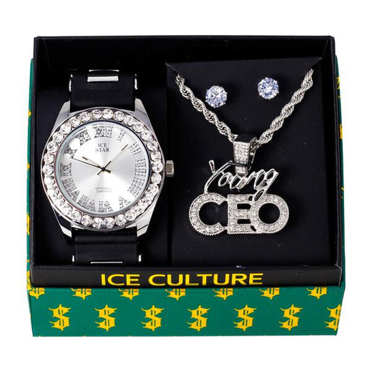 Watch and Young CEO Necklace with Earrings Gift Set - W1K-126