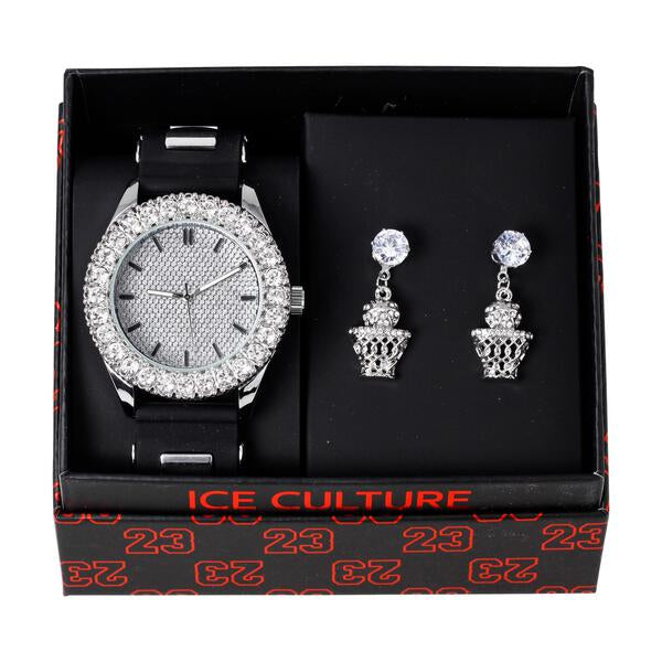 Watch and Basketball Dangling Earring Gift Set - MSE-117