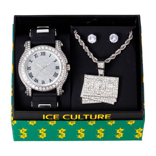 Watch and Necklace with Earrings Gift Set - W1K-129