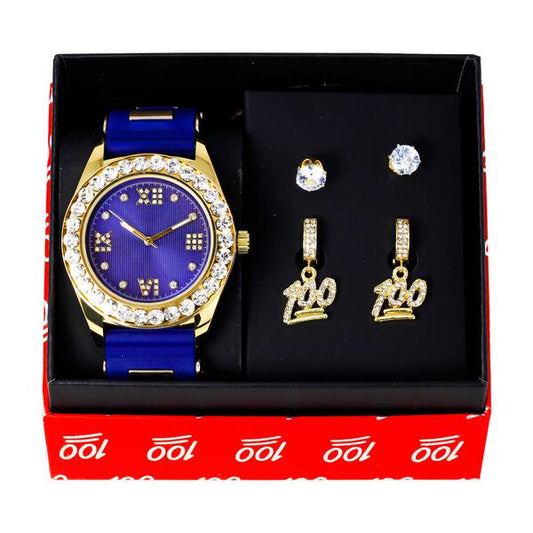 Watch and 2on Dangling Streetwear Earring Gift Set - MSE-129