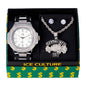 Watch and Streetwear Necklace with Earrings Gift Set - W1K-131