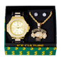 Watch and Streetwear Necklace with Earrings Gift Set - W1K-131