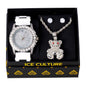 Watch and Teddy bear Necklace with Earrings Gift Set - W1K-161