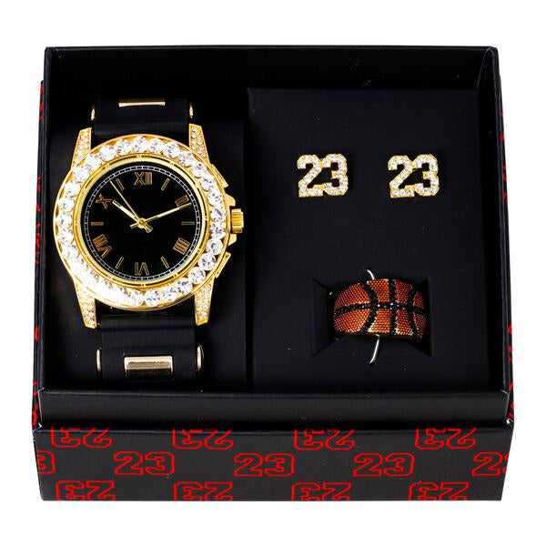Watch and Basketball Ring and Earrings Gift Set - WRE-106