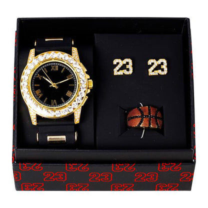 Watch and Basketball Ring and Earrings Gift Set - WRE-106