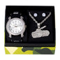 Watch and Camo Tank Necklace with Earrings Gift Set - W1K-165