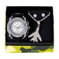 Watch and Army Jet Necklace Set with Earrings - W1K-163