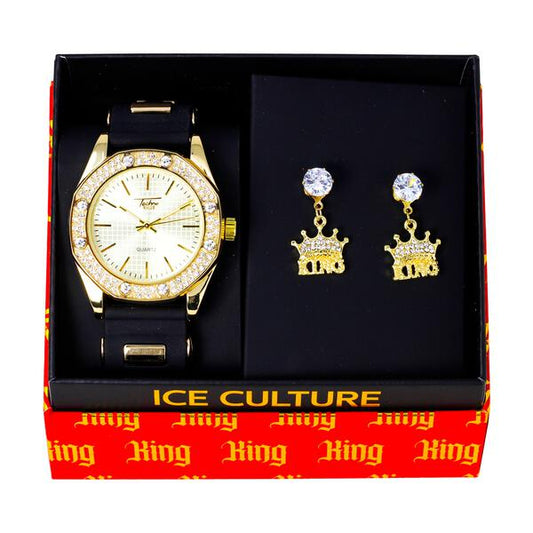 Watch and King Dangling Earring Gift Set - MSE-115