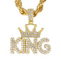 Iced Large King Pendant with 8mm Rope Chain 24" - HC-8077