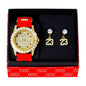 Watch and Basketball Pave Dangling Earring Gift Set - MSE-116