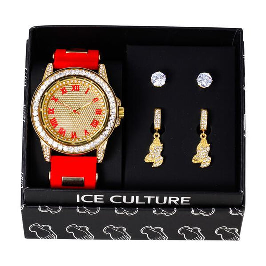 Watch and 2on Praying Hands Earring Gift Set - MSE-126