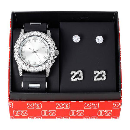 Watch and 2on Basketball Pave Earring Gift Set - MSE-132