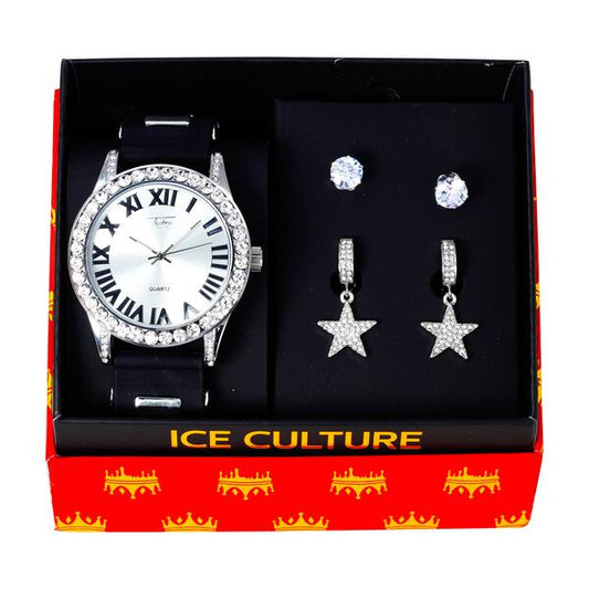 Watch and 2on Star Dangling Earring Gift Set - MSE-123