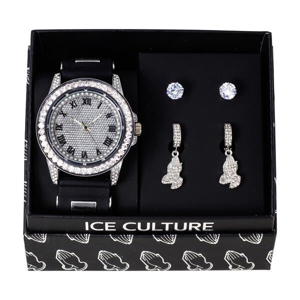 Watch and 2on Praying Hands Earring Gift Set - MSE-126
