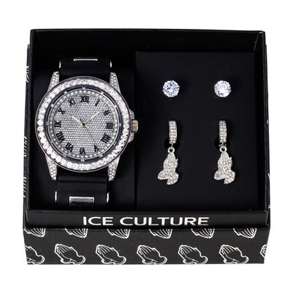 Watch and 2on Praying Hands Earring Gift Set - MSE-126