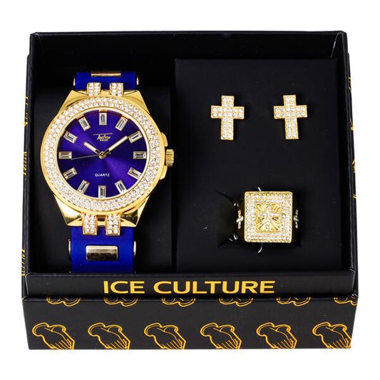 Watch and Cross Ring and Earrings Gift Set - WRE-103