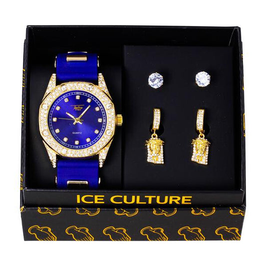 Watch and 2on Jesus Dangling Earring Gift Set - MSE-125