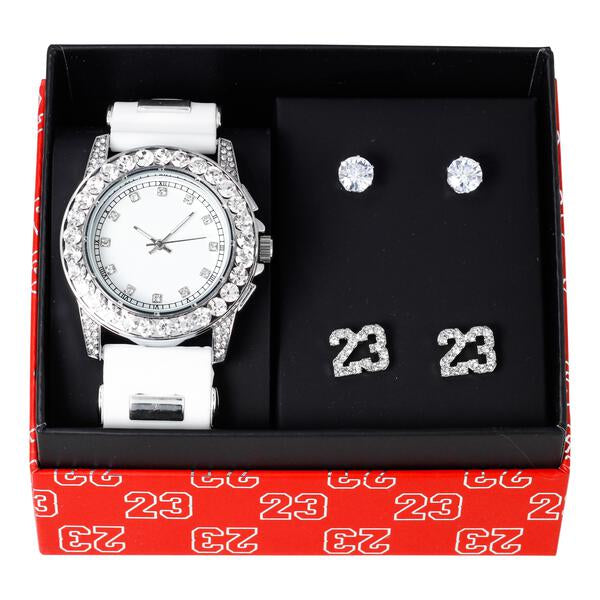 Watch and 2on Basketball Pave Earring Gift Set - MSE-132