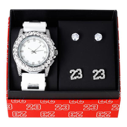 Watch and 2on Basketball Pave Earring Gift Set - MSE-132
