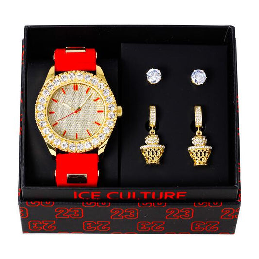 Watch and 2on Basketball Dangling Earring Gift Set - MSE-128