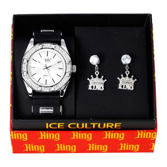 Watch and King Dangling Earring Gift Set - MSE-115