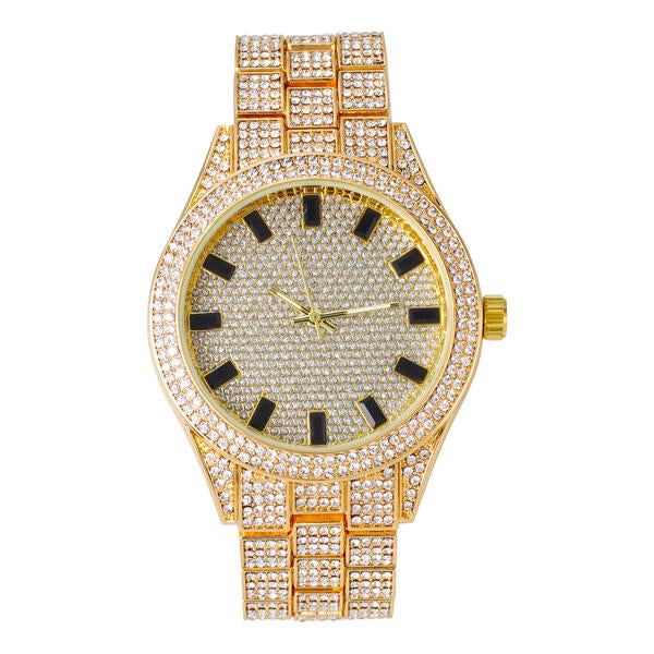 Urban Iced Out 44mm Metal Band Watch - 9120F-MB