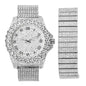 Urban Iced-Out Full Stone 34mm Metal Band Watch & Bracelet Set - 9674X-WB