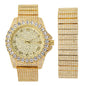 Urban Iced-Out Full Stone 34mm Metal Band Watch & Bracelet Set - 9674X-WB
